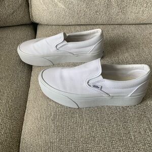 Vans White Slip-On Platform Sneakers
